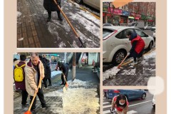 三门峡市第一小学党总支组织党员志愿者开展清扫街道积雪活动